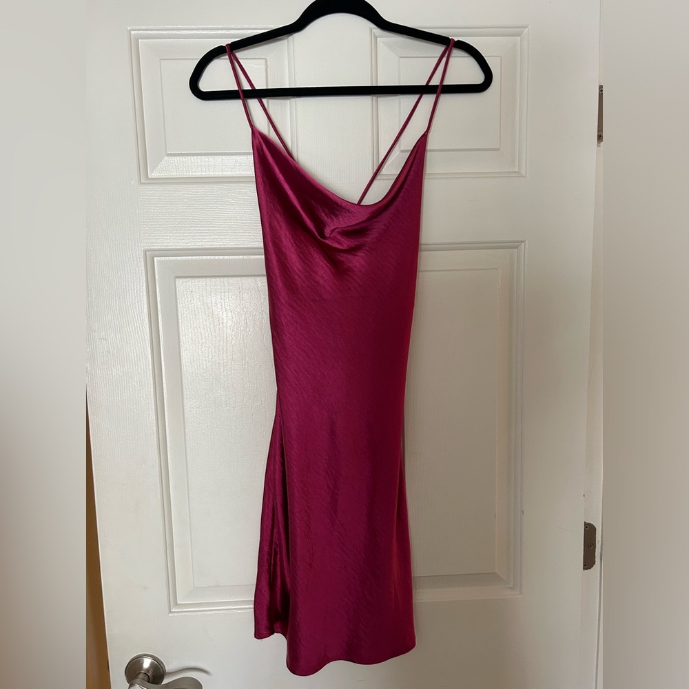 Pink Satin Mini Dress